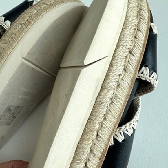 AQUATALIA Leather Espadrille Sandals Black Crisscross Platform Size 8 Boho Beach - Picture 9 of 12